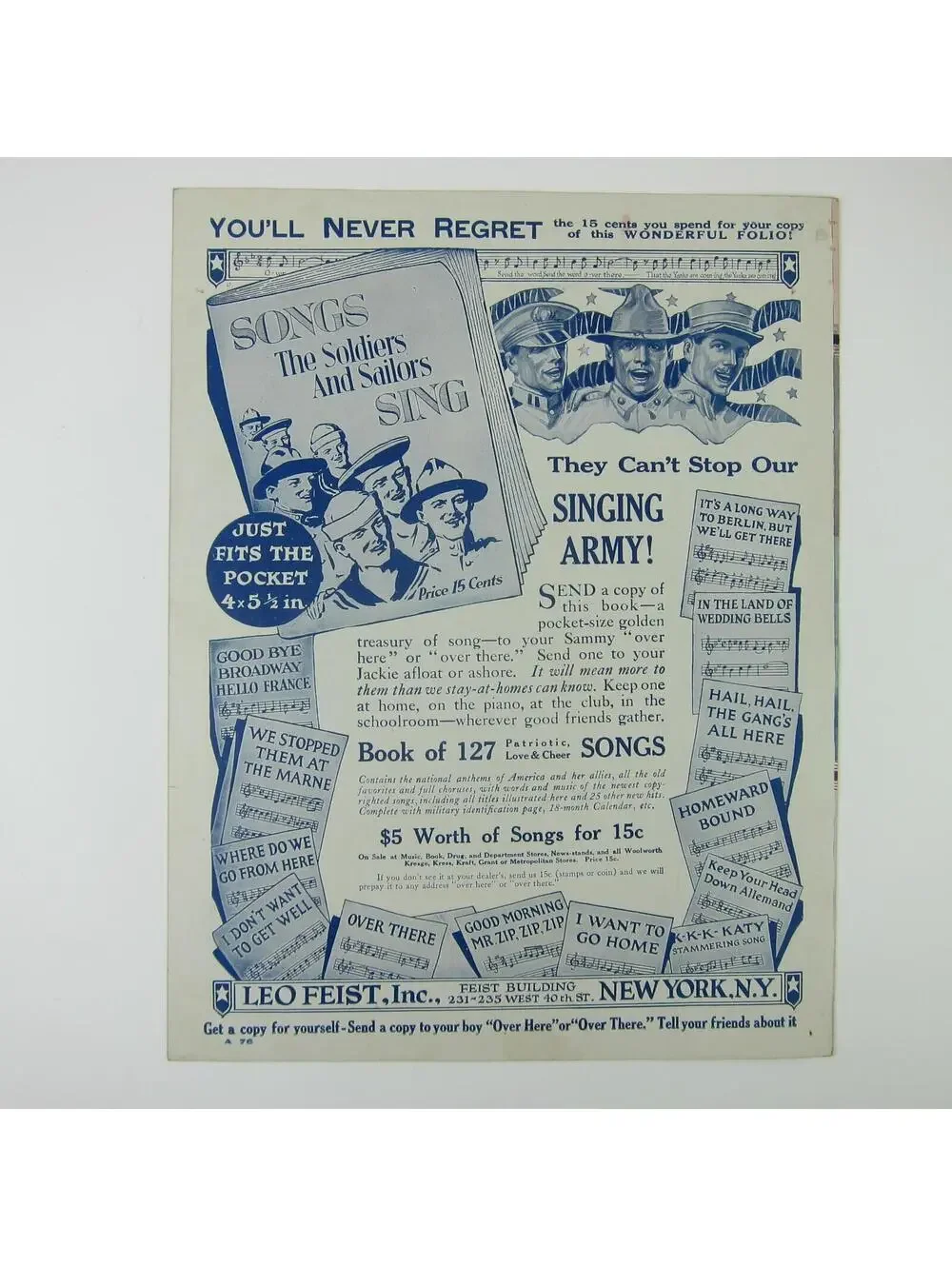 Sheet Music Just Like Washington Crossed Delaware General Pershing Antique 1918